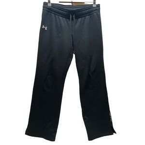 Under Armour Athletic Pants Women's Small Black Split Hem Activewear Please Read